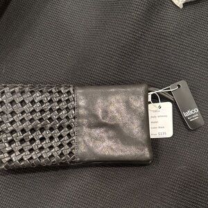 Latico Black Whitney Woven Leather Clutch Wallet NWT
